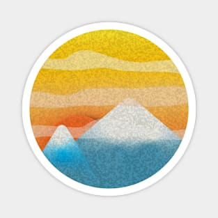 Mountain Sunset Illustration Magnet